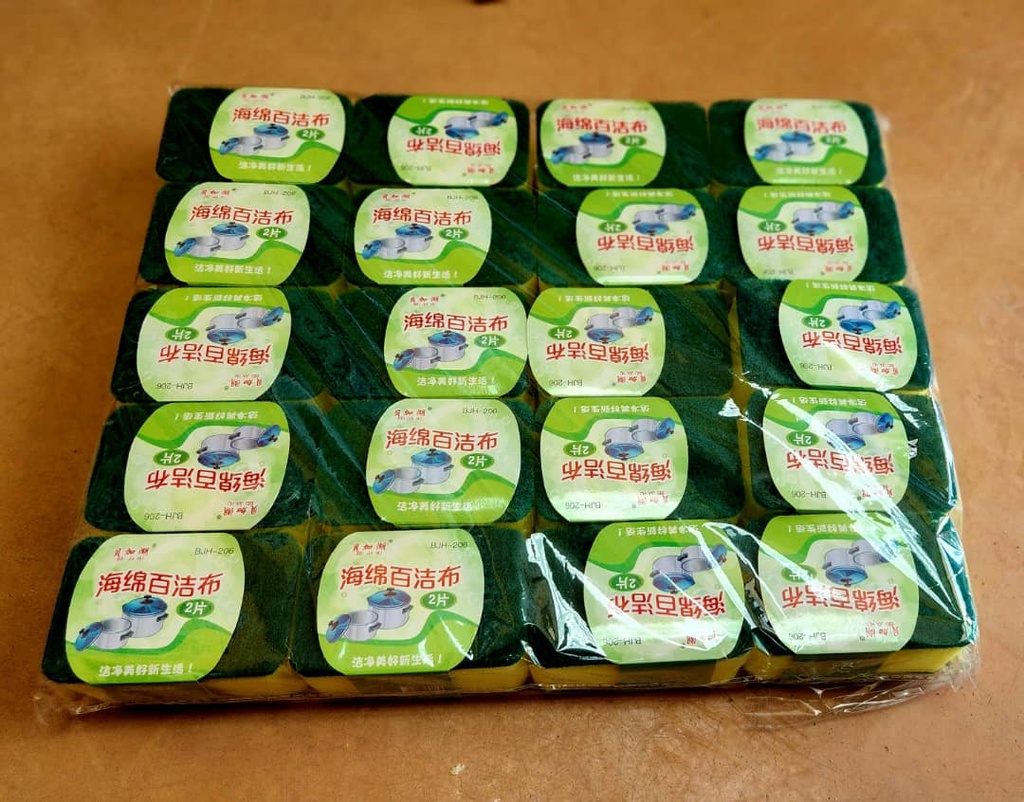 ESPONJA DE DOBLE CARA PARA FREGAR, BOLSA DE 20 PIEZAS DOBLES.
