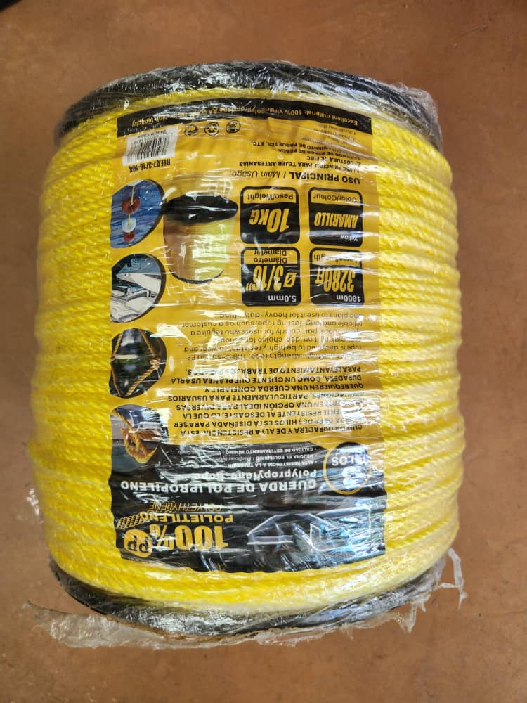 ROLLO DE CUERDA (10K) 3/16"-POLIPROPILENO-1000M-290KG/F-Q7