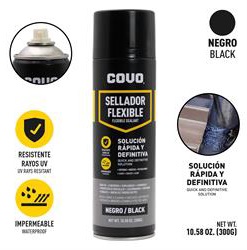 SELLADOR FLEXIBLE DE SILICONA, COLOR NEGRO, MARCA COVO.