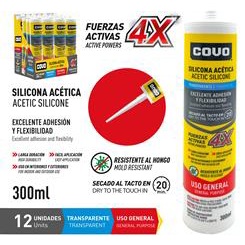 SILICONA TRANSPARENTE ACETICA, MARCA COVO