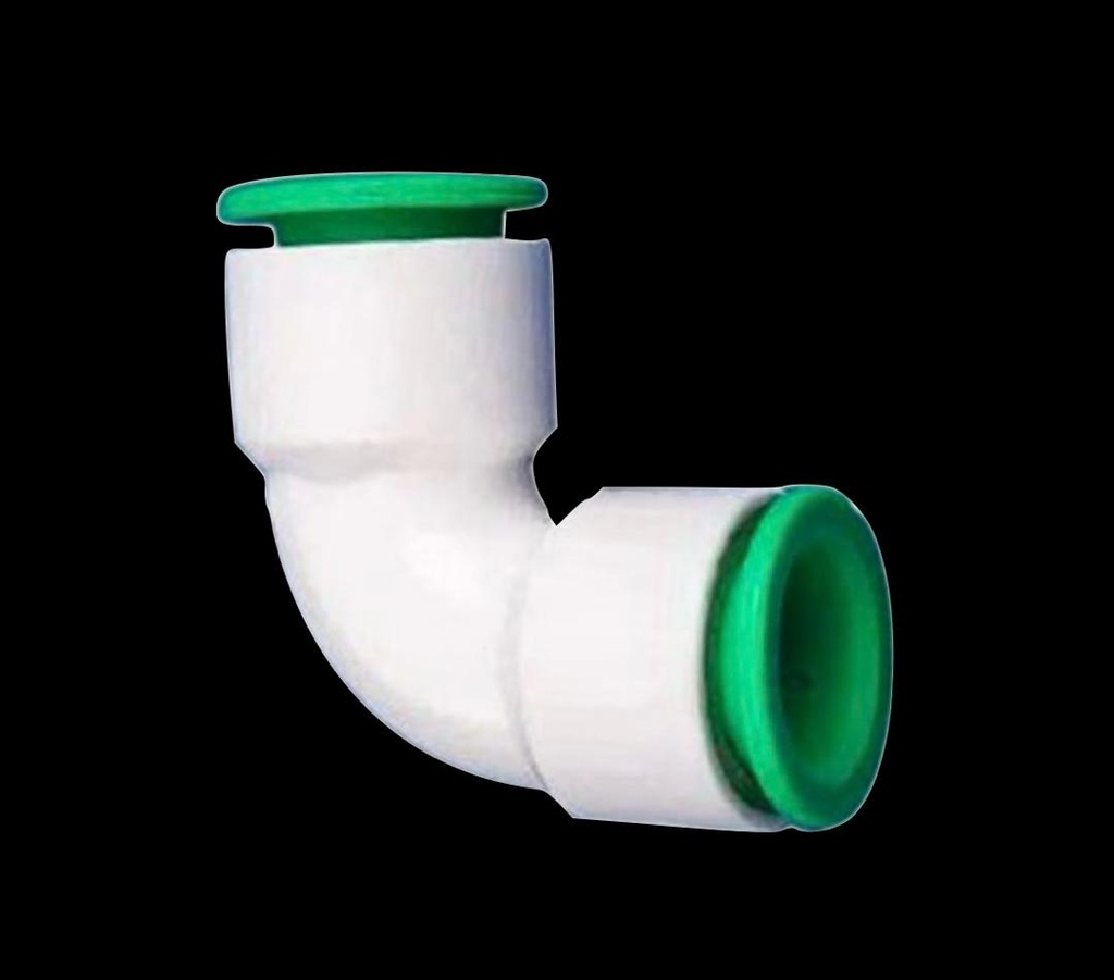 CODO 90 GRADOS PLÁSTICO DE 3/4" DE DIÁMETRO CON CONECTOR RÁPIDO EN AMBOS EXTREMOS