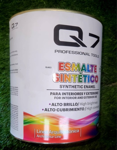 [Q7-200-4L] PINTURA ESMALTE, LATA DE 1 GALÓN  BLANCO-Q7