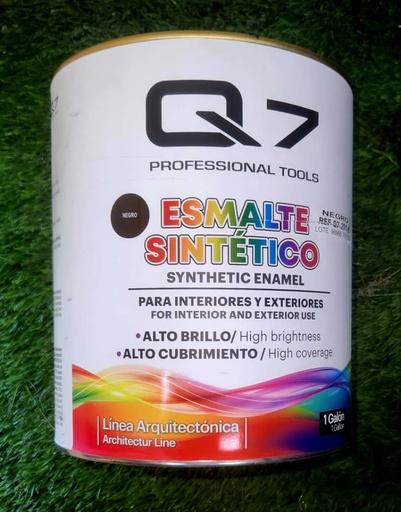 [Q7-201-4L] PINTURA ESMALTE, LATA DE 1 GALÓN  NEGRO BRILLO-Q7
