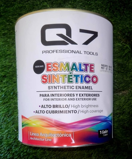 [Q7-332-4L] PINTURA ESMALTE, LATA DE 1 GALÓN NEGRO MATE-Q7