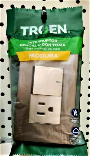 [A136-ETP-1K1C] INTERRUPTOR SENCILLO CON TOMACORRIENTE, MARCA TROEN
