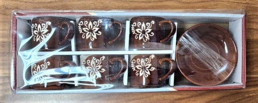 [86568-SET-6JGOS] SET DE 6 TAZAS Y 6 PLATOS DE PORCELANA.