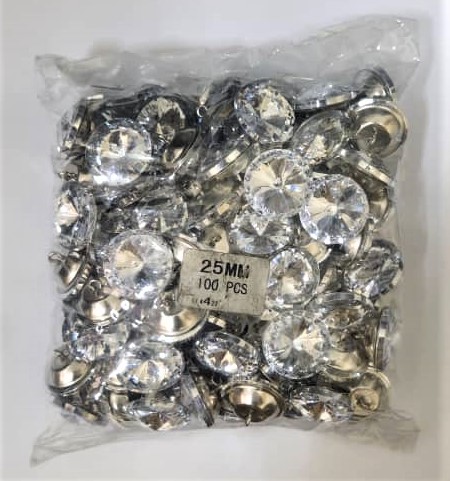 [E-21/23-25MM] BOTONES ACRÍLICOS DE 25MM DE DIÁMETRO PARA TAPICERÍA (BOLSAS DE 100 UNIDADES)