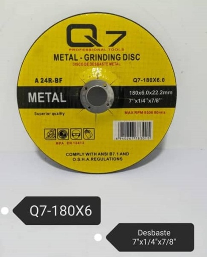 [04-FR-19353] DISCO P/CORTAR METAL 7"(180) X 1-1/16"(1.6) X 7/8"