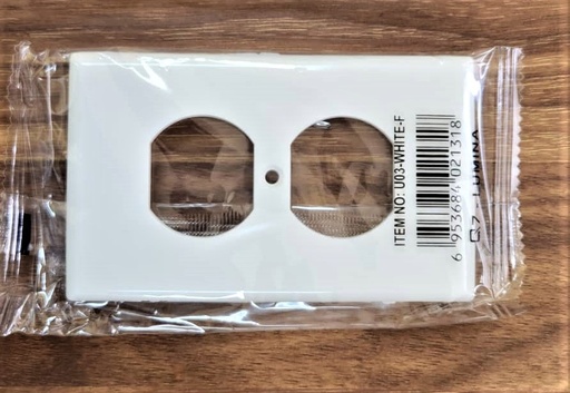 [U03-WHITE-F ] TAPA PARA TOMA DOBLE -BLANCO-Q7-LUMINA