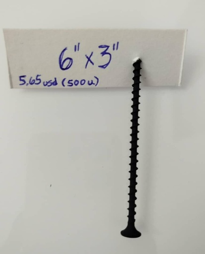 [TOVN63] SET DE TORNILLO VOLCANITA NEGRO 6x3" 500UN/SET UYU