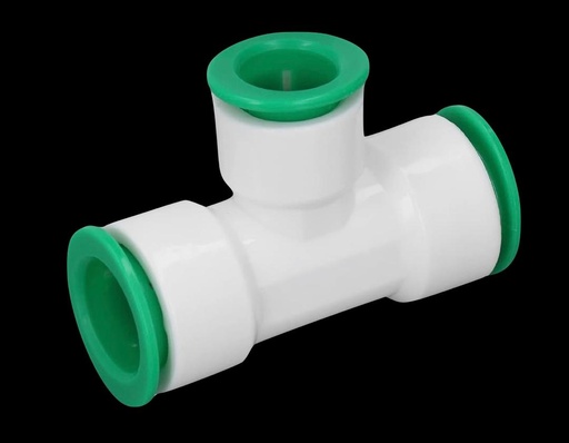 [PLAST.CON-LINYIV-7] TEE PLÁSTICA DE 1/2" DE DIÁMETRO CON CONECTOR RÁPIDO EN TODOS SUS EXTREMOS