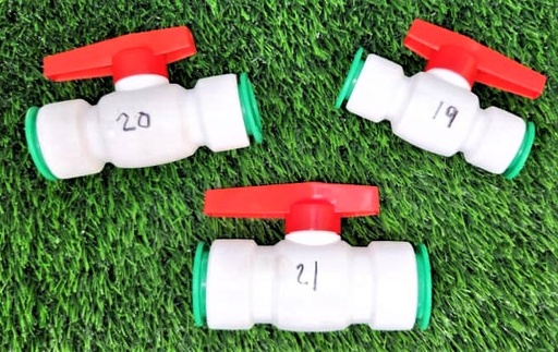 [PLAST.CON-LINYIV-19] VÁLVULA PLÁSTICA DE PASO DE BOLA DE 1/2" DE DIÁMETRO CON CONECTOR RÁPIDO EN AMBOS EXTREMOS