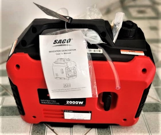 [04-FR-33094] GENERADOR A GASOLINA DE 2000W, 120V-60HZ/13.3A, COMP. PLÁSTICO Y
METAL, DIM. 51x29.5x44, MARCA SACO